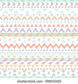 Seamless vintage pattern cute. Simple geometric pattern. White, pink, blue, green and yellow colors. Old background.