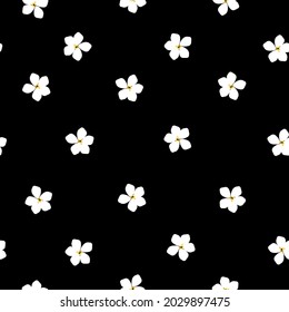 Seamless vintage pattern. cute white flowers on a black background. vector texture. trend print for textiles.
