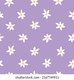 Seamless vintage pattern. cute white flowers on a lilac background. vector texture. fashionable print for textiles and wallpaper.