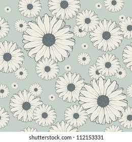 Seamless vintage pattern with daisies