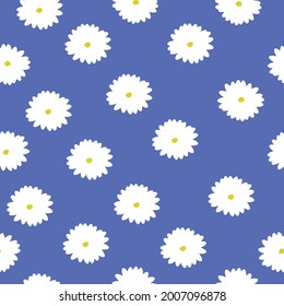 seamless vintage pattern of daisies. blue background. white flowers. vector texture. bright fashionable print for textiles and wallpaper.