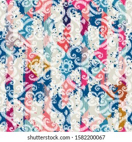Seamless vintage pattern with decorative elements on texture background