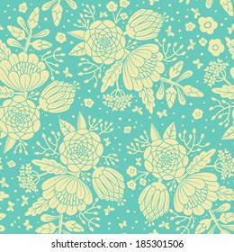 Seamless vintage pattern with decorative flowers. Vector illustration.