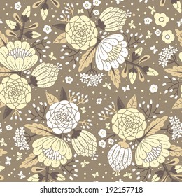 Seamless vintage pattern with decorative flowers. Vector illustration.