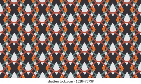 Seamless vintage pattern.  Delicate beautiful ornament.  Color mosaic shapes background.  Seamless vector pattern. 