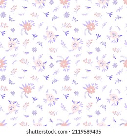 Seamless vintage pattern with delicate pastel little flowers. Vector illustration for printing on fabric.