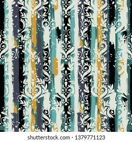 Seamless vintage pattern with an effect of attrition. Freehand drawing