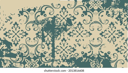 Seamless vintage pattern with an effect of attrition. Patchwork carpet