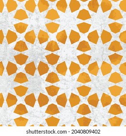 Seamless vintage pattern with an effect of attrition. Patchwork tiles. Hand drawn seamless abstract pattern from tiles patchwork