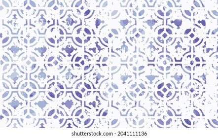 Seamless vintage pattern with an effect of attrition. Patchwork tiles. Hand drawn seamless abstract pattern from tiles. Azulejos tiles patchwork. Portuguese and Spain decor.
