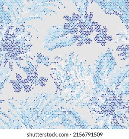 Seamless vintage pattern with an effect of attrition. Patchwork tiles. Hand drawn seamless abstract pattern from tiles. Floral tiles patchwork. Portuguese and Spain decor. Hexagon pattern