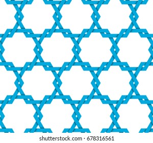 Seamless vintage pattern. Ethnic textured background from asia & east. Interlocking hexagonal shapes. Interweaving hexagonal form. Interlacement grid. Endless network. Infinite tracery template Ethnic