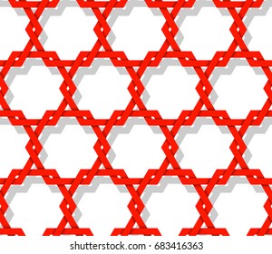 Seamless vintage pattern. Ethnic textured background from asia & east. Interlocking hexagonal shapes. Interweaving hexagonal form. Interlacement grid. Endless network. Infinite tracery template Ethnic