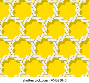 Seamless vintage pattern. Ethnic textured background from asia & east. Interlocking hexagonal shapes. Interweaving hexagonal form. Interlacement grid. Endless network. Infinite tracery template Ethnic