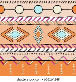 Seamless vintage pattern. Ethnic and tribal motifs. Vector illustration.