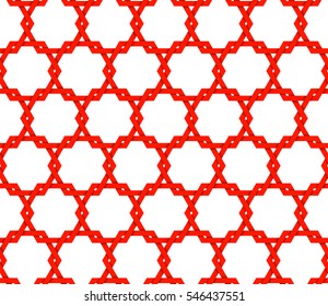 Seamless vintage pattern. Ethnic vector textured background from asia & east. Interlocking hexagonal shapes. Interweaving hexagonal form. Interlacement grid. Endless network. Infinite tracery template