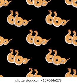 Seamless vintage pattern with fantastic snakes or dragons. Ancient Greek vase painting motif.
