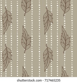 Seamless vintage pattern with feathers. Boho style