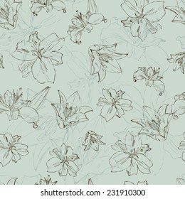 Seamless vintage pattern flower lily