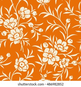 Seamless vintage pattern with flower silhouette. Floral background
