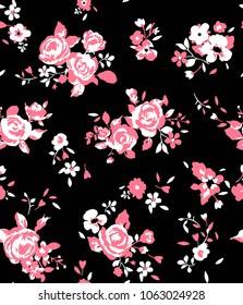 Seamless vintage pattern with flowers. background with flower silhouettes