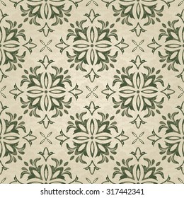 Seamless Vintage pattern in green and beige. TILE
