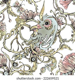 Seamless vintage pattern with griffin