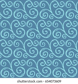 Seamless vintage pattern, hand drawn. Niagara and Island Paradise color. Vector illustration