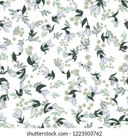 a seamless vintage pattern with harebell flowers