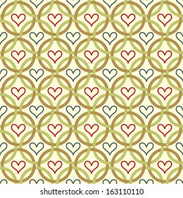 Seamless Vintage Pattern with Hearts