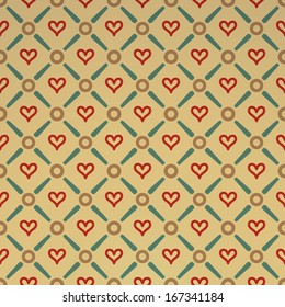 Seamless Vintage Pattern with Hearts