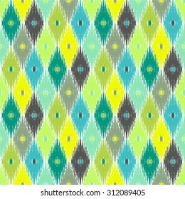 Seamless vintage pattern ikat. Abstract ethnic ikat ornament.