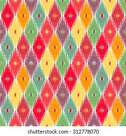 Seamless vintage pattern ikat. Abstract ethnic ikat ornament.