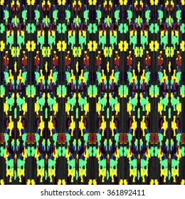 Seamless vintage pattern ikat. Abstract ethnic colorful ikat ornament.