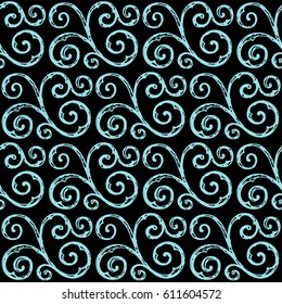 Seamless vintage pattern. Island Paradise and black color. Vector illustration