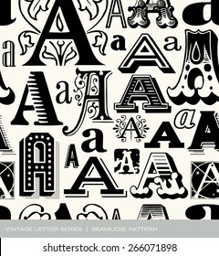 Seamless vintage pattern of the letter A