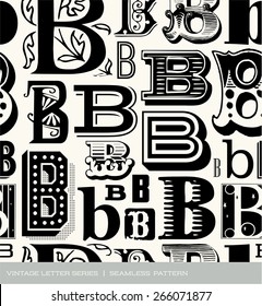 Seamless vintage pattern of the letter B