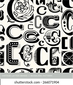 Seamless vintage pattern of the letter C