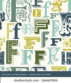 Seamless vintage pattern of the letter F in retro colors