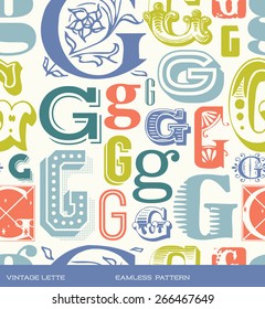 Seamless vintage pattern of the letter G in retro colors