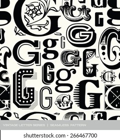 Seamless vintage pattern of the letter G