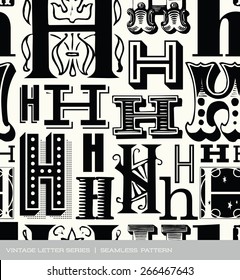 Seamless vintage pattern of the letter H