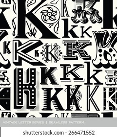 Seamless vintage pattern of the letter K