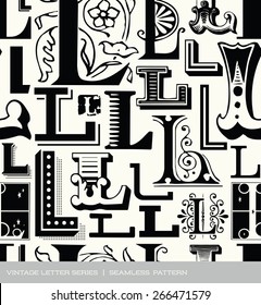 Seamless Vintage Pattern Of The Letter L