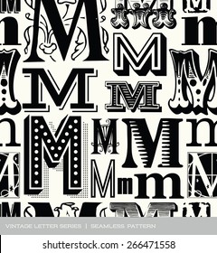 Seamless Vintage Pattern Of The Letter M 