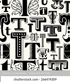 Seamless vintage pattern of the letter T 