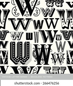 Seamless vintage pattern of the letter W 