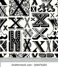 Seamless vintage pattern of the letter X 