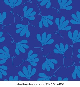 Seamless vintage pattern. Light blue flowers. blue background. vector texture. fashionable print for textiles, wallpaper and packaging.