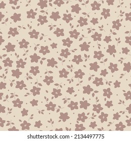 Seamless vintage pattern. Light brown flowers and leaves . Light background. vector texture. fashionable print for textiles, wallpaper and packaging.